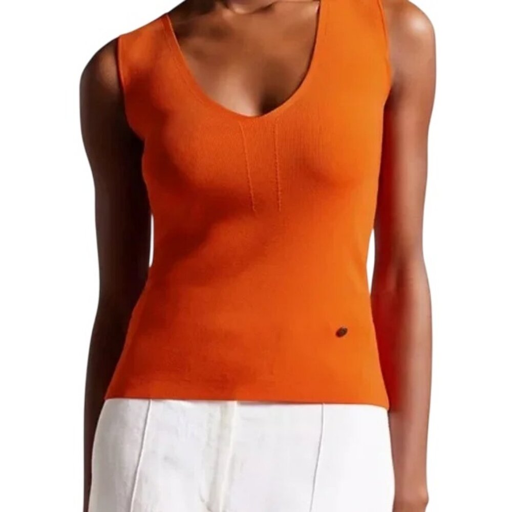 Ted Baker orange sarhaa knitted sweater vest size US 4 - Picture 1 of 10